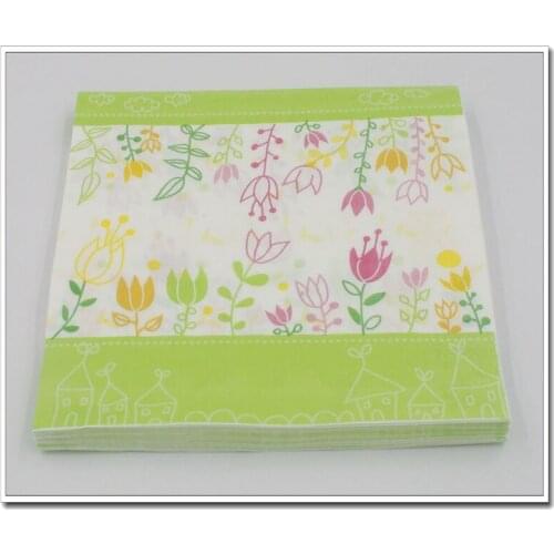 [RainLoong] Floral Paper Napkin With Bee Flower Event & Party Tissue Napkin Supply Decoration Paper 33*33cm 1 pack