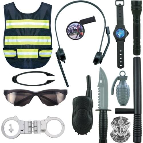 Kids Cosplay Little Policemen Vest Playset Party Pretend Play Game Toy