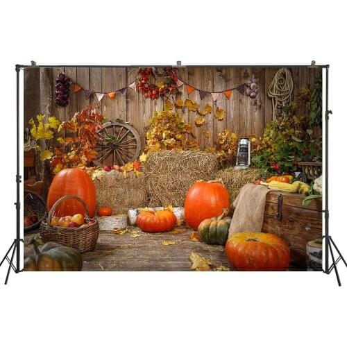 HUAYI Photography Backdrop Halloween Punmkins haystack Baby Child Birthday Customize Photo Background Studio Portraits Photocall
