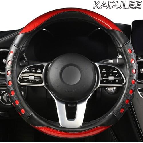 KADULEE Microfiber Leather Car Steering Wheel Cover For Hyundai i20 i30 i40 Tucson Solaris ix35 Creta Santa fe Kona Elantra
