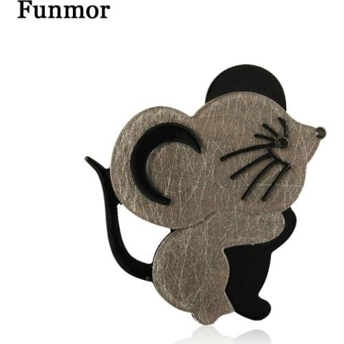 Funmor Cute Mouse Brooches Acrylic Animal Pins For Children Girls Daily Routine Accessories Lapel Coat Ornaments Bijoux Gifts