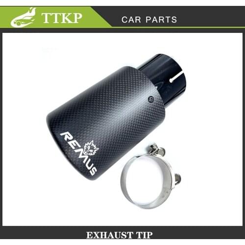 Matt Black Carbon Fiber+Stainless Steel Muffler Edge Tips REMUS Car Universal Exhaust Pipe Nozzle Modification Accessories