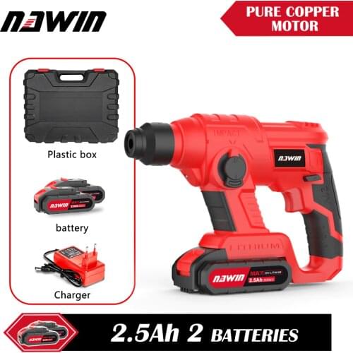 NAWIN 20V Electric Screwdriver 2 Functions Electric Rotary Hammer Drill Powerful Pure Copper Motor Household Light Hammer
