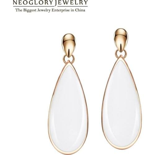 Neoglory Charm Jewelry Enamel Paint Rose Gold Color Water Big Dangle Earrings Girl Trendy Party Birthday Gift 2020 New Hot ENA1