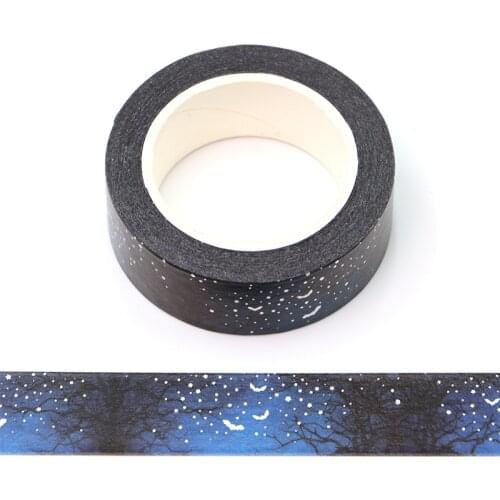 NEW 1PC 15MM*10M Halloween Silver Foil Dark Forest Bat Sky Decorative Washi Tape Wholesale Masking Tape washi tape stickers