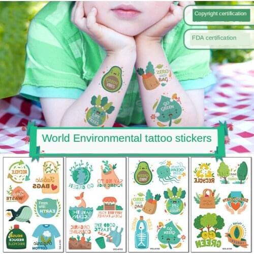 New Design World Environment Day Tattoo Sticker Kid Boys Girls Fake Tattoo Arm Body Art Temporart Tattoos Tatoo Waterproof
