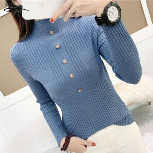 Autumn Winter New Solid Sweaters for Women Casual Turtleneck Pullover Knitted Women Sweaters Slim Half-Collar Sweater Vest 11040