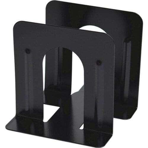 1 Pair Black Metal Bookends Desktop Storage Tools Book Metal Holder Support Bookends Nonskid Stands Holder For Books Desk I2L0