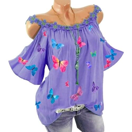 Sexy Summer Fashion Butterflies Print Pullover Ladies O-Neck Tee Tops Female Womens Short Sleeve Shirt Clothing