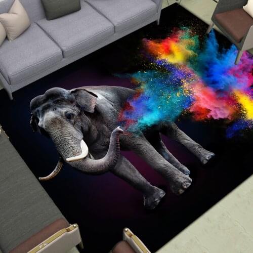 Colorful Smoke Elephant Area Rugs Large Gouache Smoke From Nose Floor Mat Home Living Room Bedroom Bath Carpet Decor Doormat