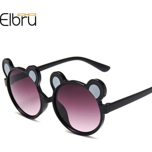 Elbru Cute Cartoon Ear Shape Sunglasses Baby Fashion Round Clear Lens Sun Glasses Colorful Frame Sunshades For Boys And Girls