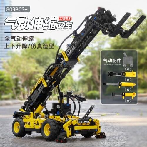MOULD KING 19009 High-Tech Toys The Pneumatic Telescopic Forklift Model Assembly Building Blocks Bricks Kids Christmas Gifts