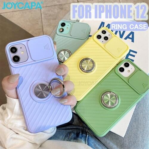 Camera Lens Protection Case For iPhone 12 Mini Ring Holder Cover For iPhone 12 11 Pro Xs Max XR X 6 7 8 Plus SE Candy Soft Coque