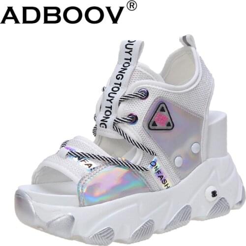 ADBOOV Height Increasing 9.5 CM Women Sandals Fashion Summer Wedge Platform Sandals Shoes Ladies