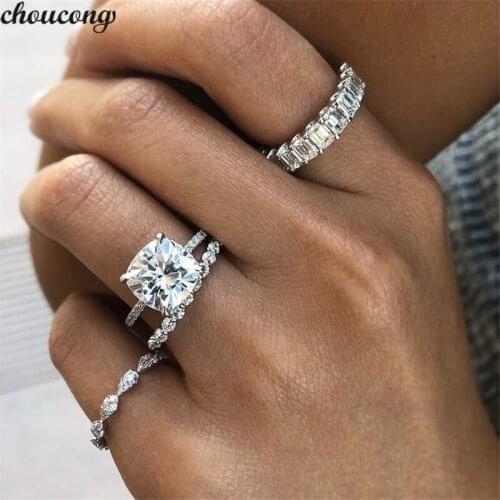 Choucong Summer Promise Ring 925 sterling Silver AAAAA cz Stone Statement Wedding Band Rings For Women Bridal Party Jewelry