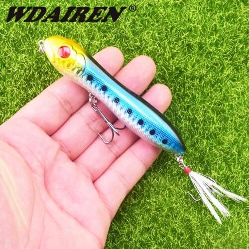 1Pcs Snake Head Pencil Fishing Lures 10cm 16g Artificial Bait With Feather Treble Hooks Topwater Wobblers Bass Pesca Tackle