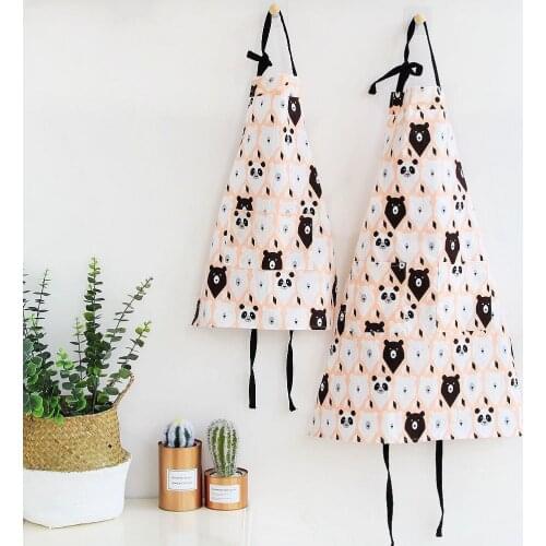 1 Pcs Panda Bear Pattern Adult Children Bib Home Cooking Baking Cleaning Apron Coffee Pinafore Women Kitchen Accessory 46189
