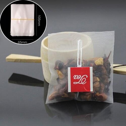 100pcs/lot Pyramid Tea Bags Filter Nylon Teabags Single String With Label Transparent Packing Bag