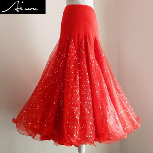 14Colors Swing Latin Ballroom Dance Skirt Square Dancing Sequined Dresses Sequins Modern Social Dance Skirt Standard Waltz Dress