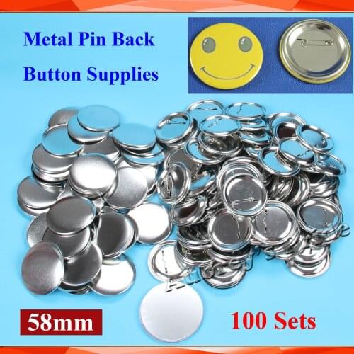 2-1/4" 58mm 100 Sets NEW Professional All Steel Badge Button Maker Pin Back Metal Pinback Button Supply Materials