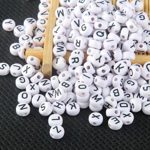 200PCS 26 Letter Beads Round Shape English alphabet Beads for Jewelry Making Kid Diy Material Loose Spacer 4*7mm