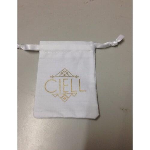 2000pcs high quality cotton drawstring bags custo 8*12cm jewelry bags wholesale with gold printing and include DHL shipping