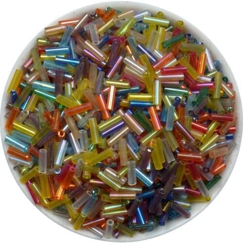 2x6mm 500pcs/lot Gradient Czech Glass Seed Beads Tube Spacer Long Earrings Findings Handbag Shoe Glue Sew On Bridal Cloth