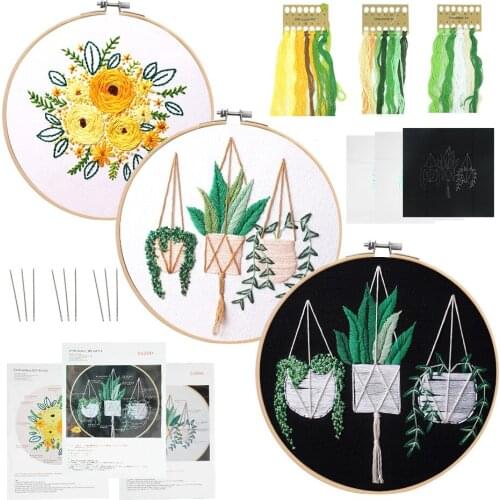 3Pcs Embroidery Set Traditional Chinese Art Style Stitch For Adults eginners Starter Kit With Hoops Hand Craft DIY Gift