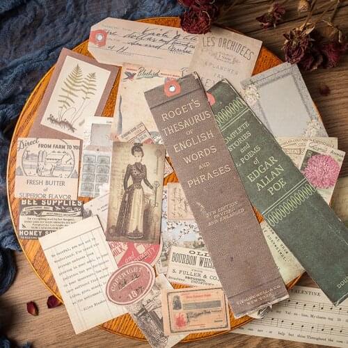 30pcs Junk journal retro material Notebook sticker set large sheet stickers etiquette autocollante a personnaliser stationary