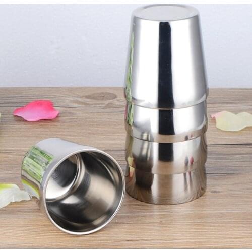 MagiDeal 4pcs Stainless Steel Mini Double Layer Camping Travel Home Water Mug Cup 180ml for picnic dinner party camping