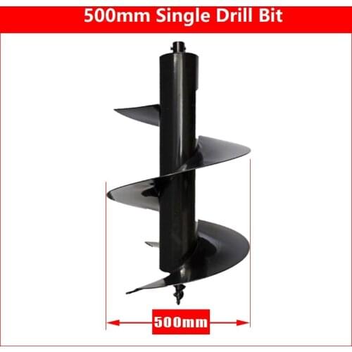 500mm Earth Auger Drill Bit Single Blade For Petrol Planting Earth Post Hole Ice Digger Extension Power Tools Parts 800mm Length