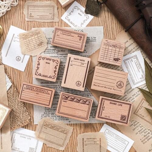 8PCS/LOT with notes series stamp DIY wooden rubber stamps stationery scrapbooking standard stamp