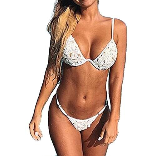AA Sexy Women Bikini Set 2020 Lace Two-piece Bathing Suit Backless Bra Thong Bikini Swimming Costume Womens Swim Wear Biquini