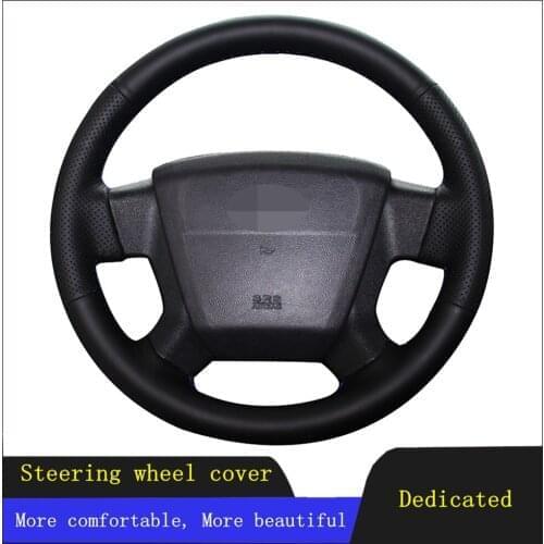 DIY Car Accessories Steering Wheel Cover Black Hand-stitched Genuine Leather For Jeep Compass 2006-2010 Old Patriot 2007-2010