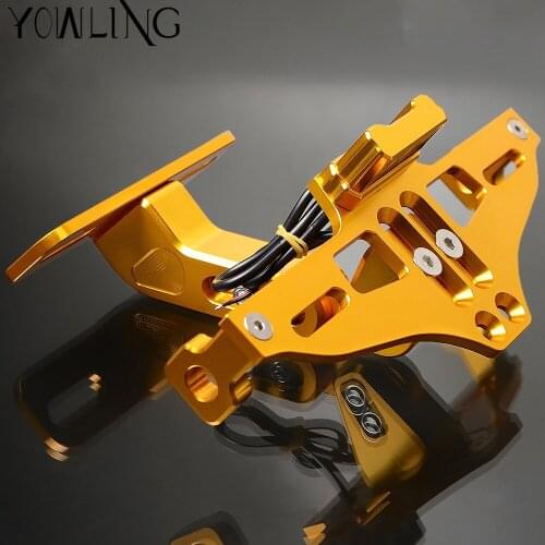 Motorcycle Accessories CNC Rear License Plate Mount Holder with LED Light For Yamaha YZF R1/R125/R15/R1M/R25/R3/R6