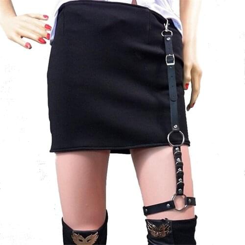 CETIRI Adjustable Elastice Sexy Women Girl Punk Harajuku Pu Leather Thigh Garters Gothic Leg Ring Sock Harness Garter Belts