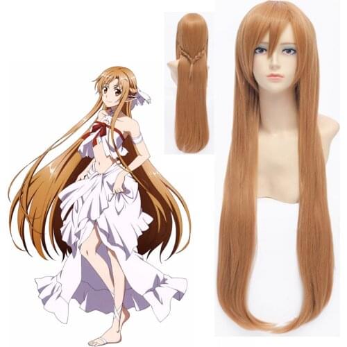 Anime Sword Art Online Yuuki Asuna Long wig Orange Cosplay SAO Yuki Asuna Women Synthetic Hair Halloween Party Role Play wigs