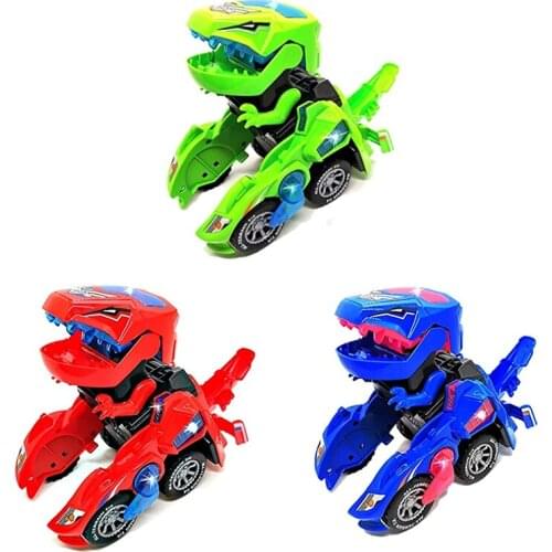 Electric Deformation Dinosaur Best Toy Gift with LED Lights Sound Deformation Dinosaur Toy Car