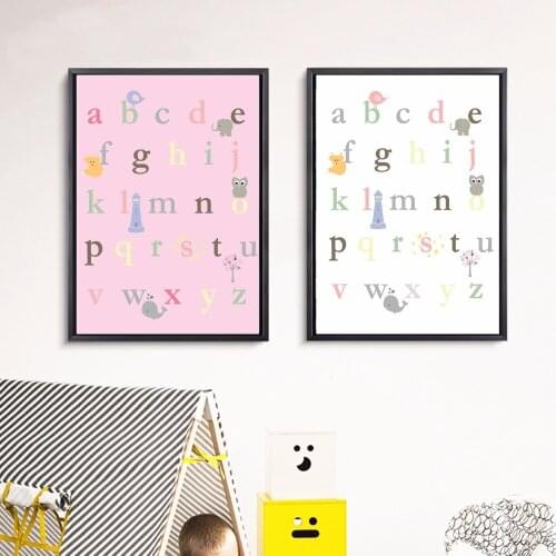 Girls Alphabet Letters Canvas Art Print Painting Poster Wall Pictures For Kids Room Home Decorative Bedroom Decor No Frame