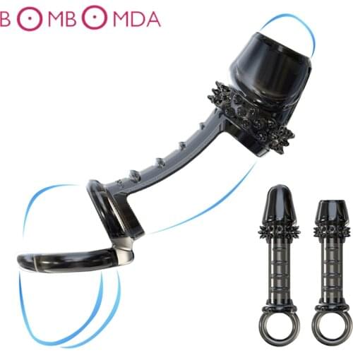 Sex Men Penis Ring Adult Sex Toy Penis Extender Cock Ring Time Delay Lasting Penis Extension Silicone Spike Dotted Ribbed Condom