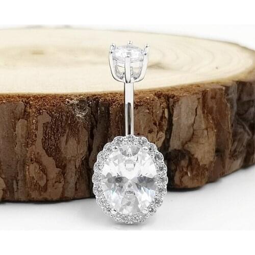 925 sterling silver belly button ring fashion round cubic zircon navel piercing jewelry