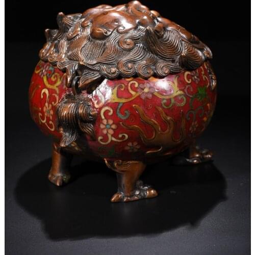 21"Chinese temple collection Old Bronze Cinnabar Lacquer Horse head Three-sided Mahakala head Dorje Vajra Phurpa Dharma Ornament