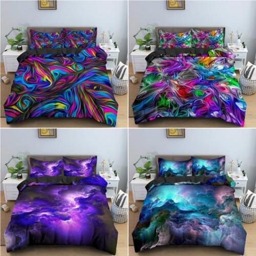 Geometric 3D Printed Bedding Set Soft Single King Queen Psychedelic 3D Abstract Duvet Cover And Pillowcase 2/3pcs Quilt Covers