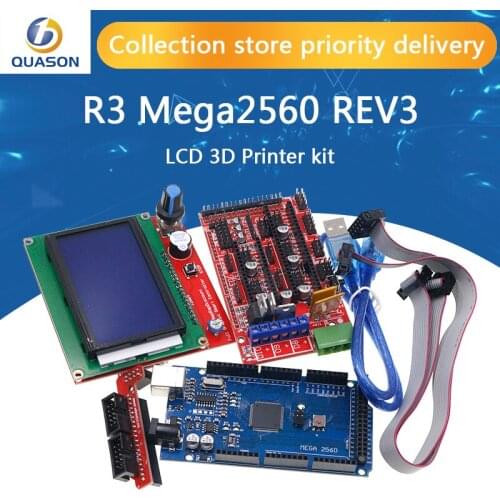 Mega 2560 R3 Mega2560 REV3 + 1pcs RAMPS 1.4 Controller +RAMPS1.4 LCD 12864 LCD for 3D Printer kit Reprap MendelPrusa