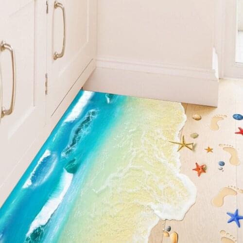 Creative Starfish Footprint Beach Floor Wall Sticker 3D Home Decoration Kids Room Bedroom Living Room Floor Sticker Mural Decals