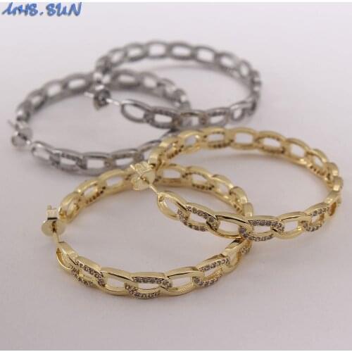 MHS.SUN Fashion Zirconia Hoop Earrings For Women/Girls AAA CZ Loop Earrings Gold/Silver Color Elegant Ear Jewelry Hollow Design