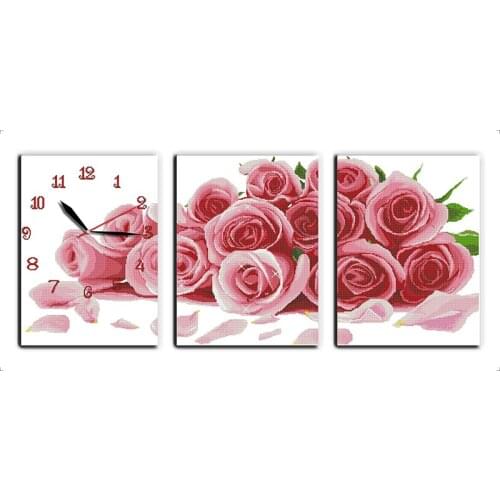 Romantic cross stitch kit 14ct 11ct count print canvas wall clock stitching embroidery DIY handmade needlework
