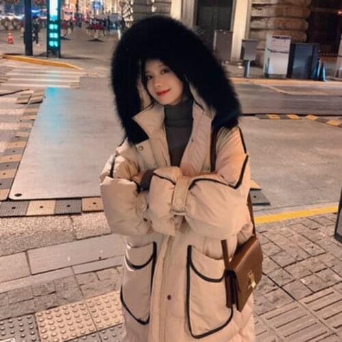 New Long Women Winter Jacket Cotton Padded Warm Thick Ladies Big Pocket Fashion Long Coats Parka Loose Temperament sleeve