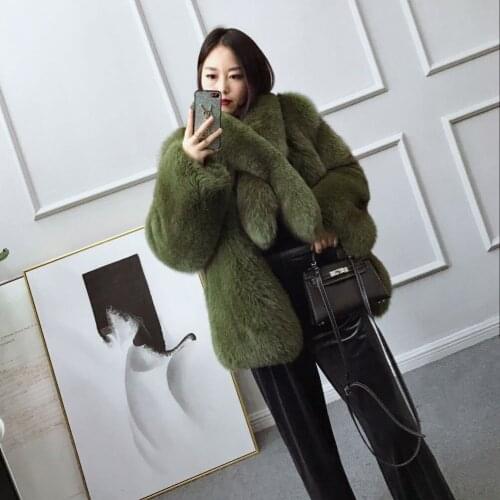 Real Autumn Winter Coat Fox Fur Collar Coats and Jackets Women Korean Short Jacket Chaqueta Mujer MY1104