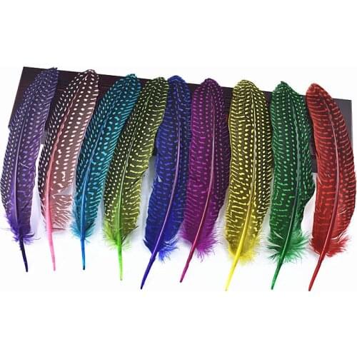 Wholesale wing feathers spotted Guinea fowl plumage 100pcs/lot17-22cm DIY crafts hats Accessories plumes and feathers for crafts